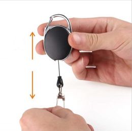 Retractable Pull Key Ring Chain Creative ID Lanyard Keychains Holder Steel Wire Rope Buckle Key Chain