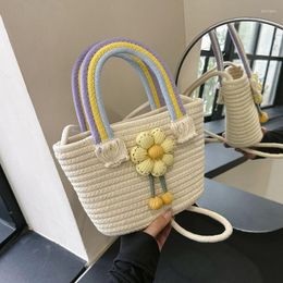 Evening Bags Lovely Flower Handmade Women Small Tote Handbags Fashion Colorful Handle Female Shoulder Bag Cross Body Summer Beach Basket