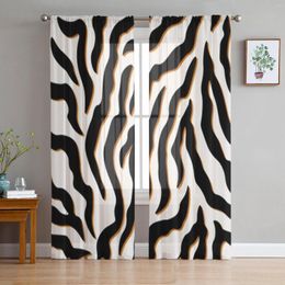 Curtain Zebra Stripes Pattern Sheer Curtains For Living Room Kids Bedroom Tulle Kitchen Window Treatment Drapes