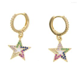 Dangle Earrings 2023 Fashion Brincos Oorbellen Bijoux Crystal Colorful Cz Enamel Five-pointed Star Hanging Ladies Jewelry