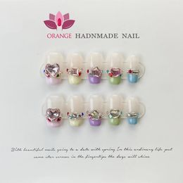 False Nails Handmade Short Press On Nails With Designs Reusable Fake Nails Glitter Full Cover Wearable Artificial Nails XS S M L Size Nails 230609
