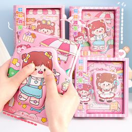 Notepads Cute Cartoon Notebook Soft Leather Sponge Filled Cover Decompression Diary Colouring Page Illustration Magnetic Buckle Notepad 230609