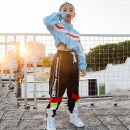 Stage Wear Kid Hip Hop Dance Costume Long Sleeve Jacket Black Pants Street Clothes For Boy Girl Jazz Outfits Performance