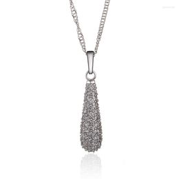 Pendant Necklaces White Gold Color Pendants For Women Bijoux Scarf Slides CZ Crystal Zirconia