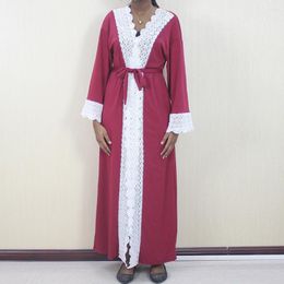 Ethnic Clothing African Dresses Sexy Lady Elegant V-neck Long Sleeves Embroidery High Quality Nigeria Robe Cardigans With Waistband Soiree