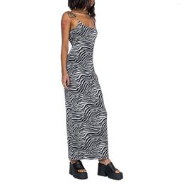 Casual Dresses Summer Women Long Bodycon Dress Floral Print/Zebra Stripe Print Sleeveless Sling Cocktail Sexy Backless Party Club