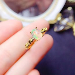 Cluster Rings Natural Opal Ring 925 Silver Certification Burst Flash Fire Colour 6x8mm Gemstone Girl's Holiday Gift Free Product