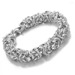 Link Bracelets Strong 10mm Handmade Metal Stainless Steel Silver Colour Byzantine Box Chain Men's Boy's Bracelet Wristband 7-11"