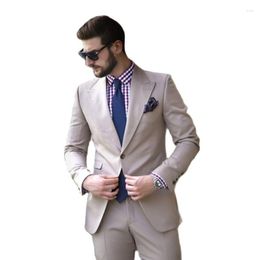 Men's Suits Full Men Peaked Lapel Formal Social Business 2 Pieces Blazer Trousers Outfit For Jacket Tuxedos Groom Wedding Dresses