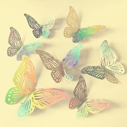 Three-dimensional hollow butterfly sticker art home party wall decoration