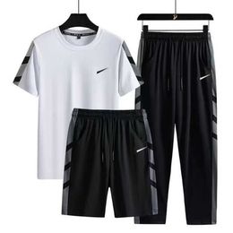 Mens Tracksuits suit Designer short sleeve shorts and trousers two-piece/three-piece set Optional speed dry ice real silk crewneck sportswear EQ1T