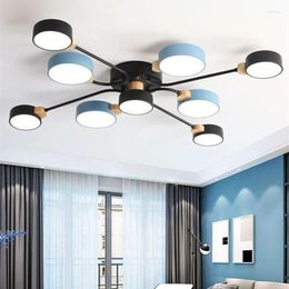 Ceiling Lights Design 220V LED Chandelier For Living Room Novelty Grey Round Lampshades Metal Lustres Bedroom Lighting