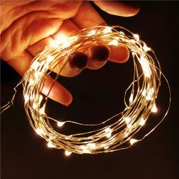 Garden Decorations 2M 5M 20M 200 LEDS Starry String Battery Lights Fairy Micro LED Transparent Copper Wire for Party Christmas Wedding 9 Colours 230609
