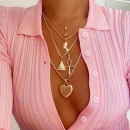Chains Love Pendant Necklace For Women Trendy Multi-Layer Egyptian Pharaoh Cleopatra Necklaces Jewellery Gifts