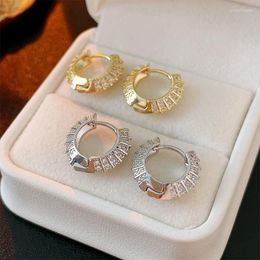 Stud Earrings Korean Fashion Simple Copper Zircon Cut Round Ring For Women Gift Banquet Jewelry 2023