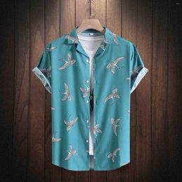 Men's T Shirts Men Shirt Tops Spring And Summer Casual Lapel Single Breasted Print Beach Vacation Short Cotton Tees For Exchange