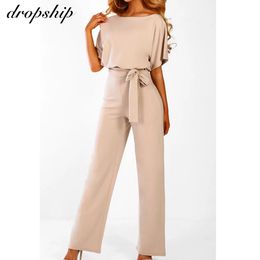 Women's Jumpsuits Rompers Dropship Jumpsuit Rompers Womens Overalls Women Jumpsuits Streetwear Romper Spring Summer Lace-up Short Sleeve 230609