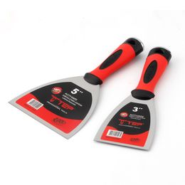 Putty Knife 2Pcs Stainless Steel Wall Plastering Hand Tool Plastic Handle Scraper Blade with Soft Grip 230609