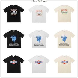 Top Craftsmanship Men's and women's T-shirts RHUDE New Print Popular Short Sleeve T-shirt Trendy Brand Underlay