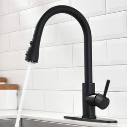 Kitchen Faucets High Quality Black Faucet With Pull Down Sprayer For Sink Arc 1 Hole Or 3 Deck Mount Cold