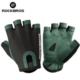 Cycling Gloves ROCKBROS Road Bike MTB Gloves Microfiber Wear Resistant Gym Training Fingerless Glove Half Finger Bicycle Cycling Equipment 230609