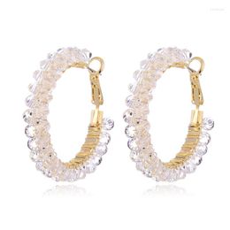 Hoop Earrings Glass Beads For Women Copper Circle Female Earring Fashion Party Wedding Jewellery Pendientes Mujer 2023