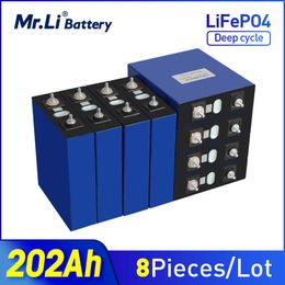 Mr.Li 8PCS 3.2V 200Ah 202Ah Lifepo4 Battery Cells 12V 24V 202AH Rechargeable Battery Pack forSolar power system UPS supply