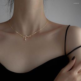 Chains Heartbeat Woman Necklace Chain Simple Women Necklaces Jewellery Unisex Pendant Gold Colour Classic European Zinc Alloy Collares