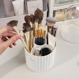 Storage Boxes Makeup Brush Holder Rotatable Pencil Box Dustproof 360-degree Rotating Display Case Home Supplies