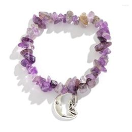 Strand Natural Stone Bracelet Moonstone Amethysts Hematite Bracelets For Women Men 57BD