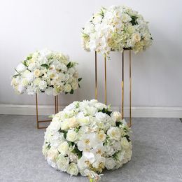 Decorative Flowers 80cm Rose Hydrangea Simulation Flower Ball Wedding Scene Center Decor Table Shelf Decoration Frame Party Stage Display