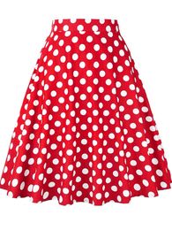 Skirts Summer Midi Skirt Runway Vintage Rockabilly Sundress Red Womens Sexy Pinup 50S Cotton Polka Dot Pattern Skater Streetwear 230609