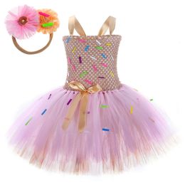 Girl's Dresses Baby Girls Candy Donuts Tutu Dress for Kids Doughnut Birthday Party Costumes Toddler Girl Poshoot Tulle Outfit Year Gift 230609