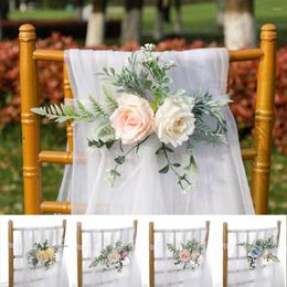 Decorative Flowers Wedding Aisle Decoration Artificial Roses Chair Back Pography Props Party Bridal Bouquet Indoor Outdoor Ornament