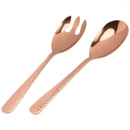 Dinnerware Sets Big Salad Serving Spoon Fork Set Mix Spoons Pot Porridge Tool Public Restaurant Kitchenware Using Buffet Utensil-