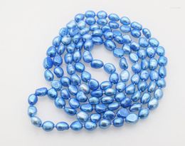 Chains Frershwater Pearl Baroque 8-10mm Blue/pink/white/black/green/purple Long Necklace 110cm Wholesale Beads Nature FPPJ Woman 2023