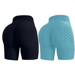 Active Shorts 2PCS Women's High Waist Sports Jacquard Bubble Yoga Pants Half Stretch Women