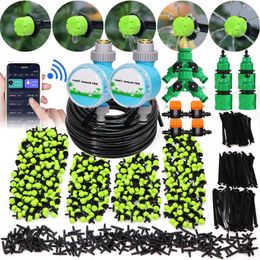 Watering Equipments 50-60M Garden System Home Outdoor Wifi-compatible Timer Remote Controller Adjustable Drip Irrigation Kits For Plants