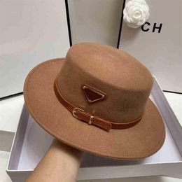 Ball Caps P family autumn and winter wool flat top hat ins net red fashion edge inverted triangular women's British jazz316M