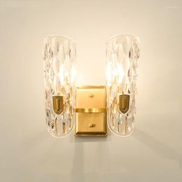 Wall Lamps IWP Copper Gold Light LED Crystal Minimalist Sconce Living Room Bedroom Study Aisle Decor Water Ripple E14