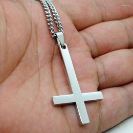 Pendant Necklaces Fashion Necklace Stainless Steel Inverted For Cross With Chain Birth 066C