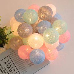 Garden Decorations 20 Leds Cotton Balls Lights LED Fairy Garland Ball Light for Home Kid Bedroom Christmas Party Holiday Lighting Decoration 230609