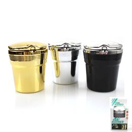 Hot Sale Large Capacity Gold Silver Car-styling Storage Ashtrays LED Portable Car Ashtray Truck Auto Portable Cigarette Ashtray