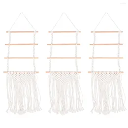 Jewellery Pouches 3 PCS Rope Headgear Hanger Hairpin Holder Bow Headband Ornament Wood Clips Hanging Rack Storage Child Bohemian Tablecloth