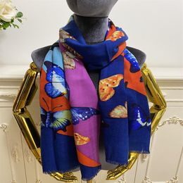 Women's long scarf shawl good quality 100% wool material pint butterflypattern size 180cm - 65cm230k
