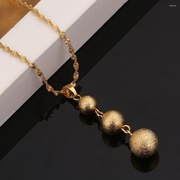 Pendant Necklaces Gold Colour Frosting Bead Necklace For Women Africa Arab Middle East Chain Jewellery