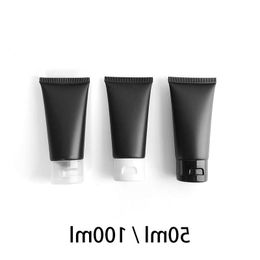 50ml 100ml Matte Black Empty Squeeze Bottle Cosmetic Cream Packaging Tube Makeup Body Lotion Travel Container Plastic Flip Cap Reshx