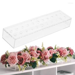 Vases 22 Holes Clear Acrylic Flower Vase Rectangular For Dining Table Wedding Decoration Rose Gift Box Desktop Home