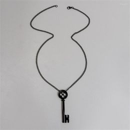 Pendant Necklaces Fashion Personality Halloween Metal Coraline Key Necklace Skeleton Props Retro Black Treasure Chest