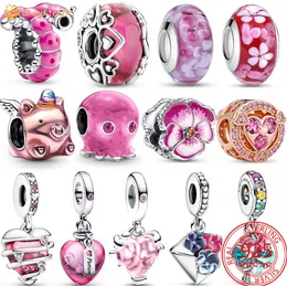 925 Sterling Silver for pandora charms authentic bead Caterpillar Butterfly Tree Murano Glass Pendant Pansy Clip